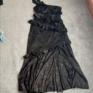 Altar'd State Black One Shoulder Ruffle Dress